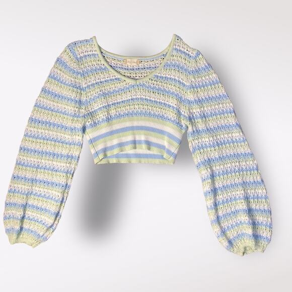 Altar’d State Cropped Briella Knit Striped Sweater Womens Size S - Picture 1 of 7